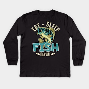 Eat Sleep Fish Repeat Kids Long Sleeve T-Shirt